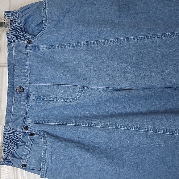 Cathy Daniels Woven Chambray Denim Blue Pull On Wide Leg Jeans Size Medium - Picture 2 of 12